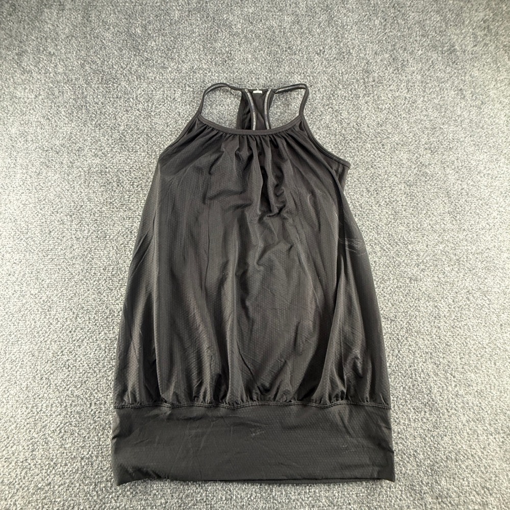 Lululemon Black Racerback Blouson Tank Top Banded Hem Built-in Bra Activewear